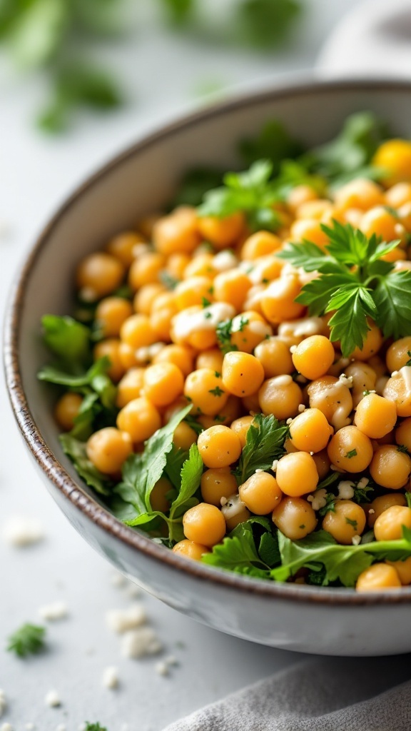 Chickpea salad with fresh herbs and a light dressing